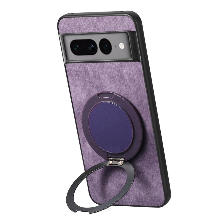 For Google Pixel 7 Pro Retro Leather Rotation Round Holder Phone Case
