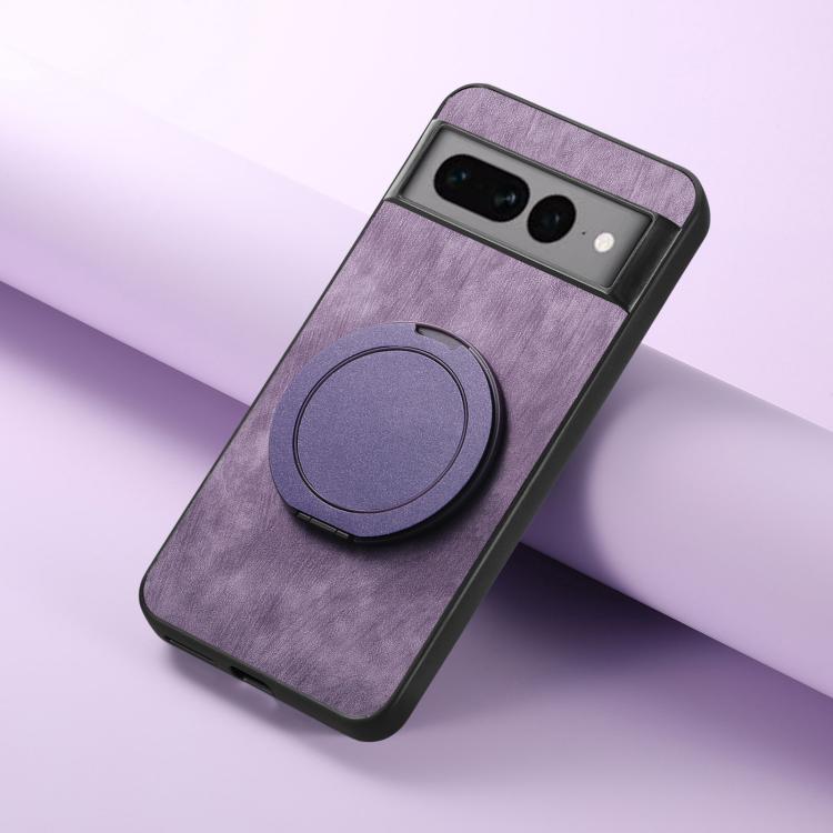 For Google Pixel 7 Pro Retro Leather Rotation Round Holder Phone Case