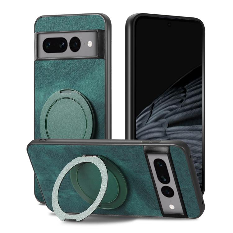 For Google Pixel 7 Pro Retro Leather Rotation Round Holder Phone Case