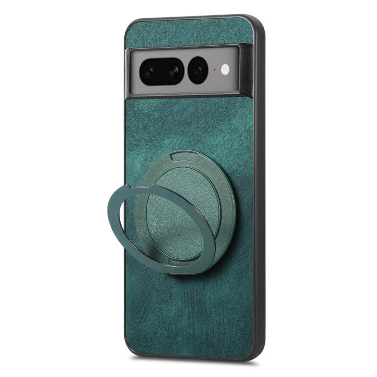 For Google Pixel 7 Pro Retro Leather Rotation Round Holder Phone Case