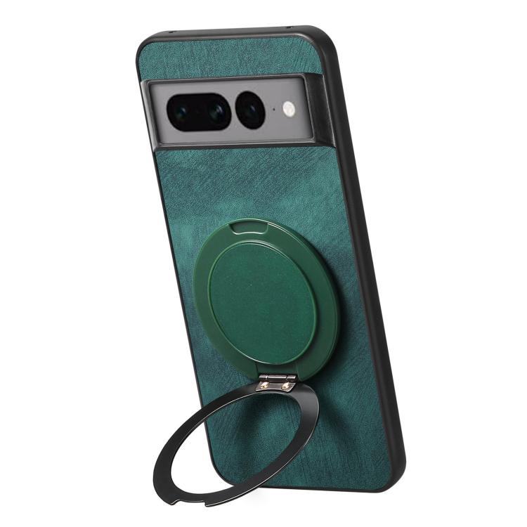 For Google Pixel 7 Pro Retro Leather Rotation Round Holder Phone Case