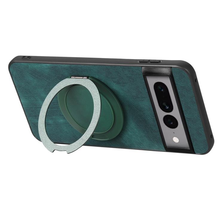 For Google Pixel 7 Pro Retro Leather Rotation Round Holder Phone Case