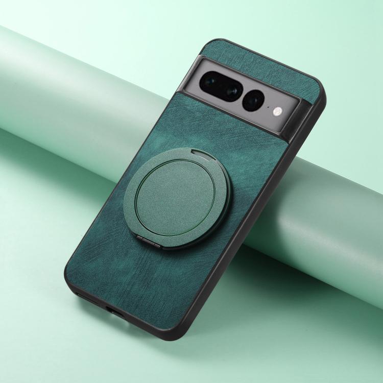 For Google Pixel 7 Pro Retro Leather Rotation Round Holder Phone Case