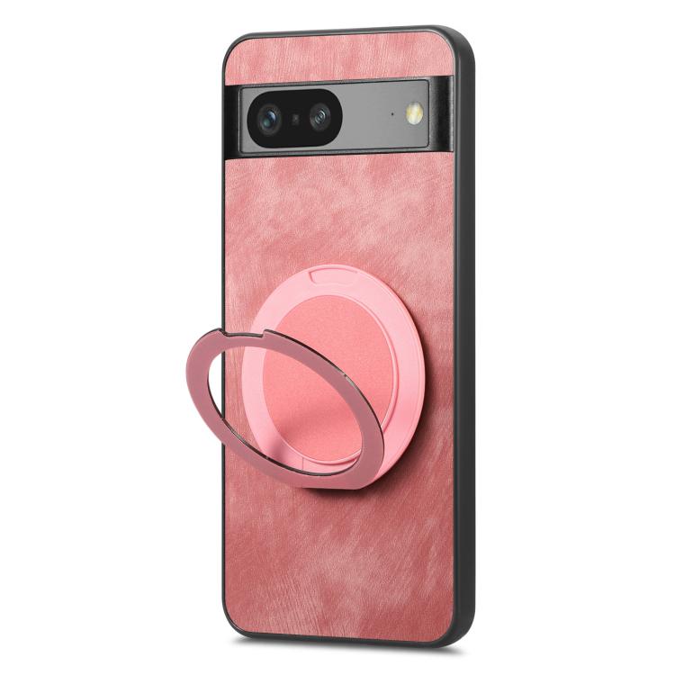 For Google Pixel 7a Retro Leather Rotation Round Holder Phone Case