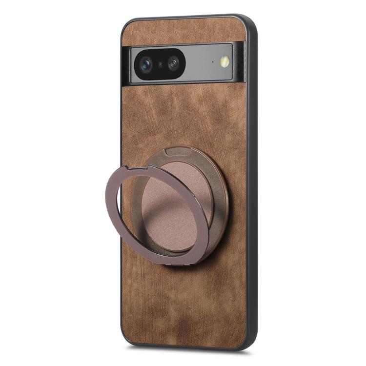 For Google Pixel 7a Retro Leather Rotation Round Holder Phone Case
