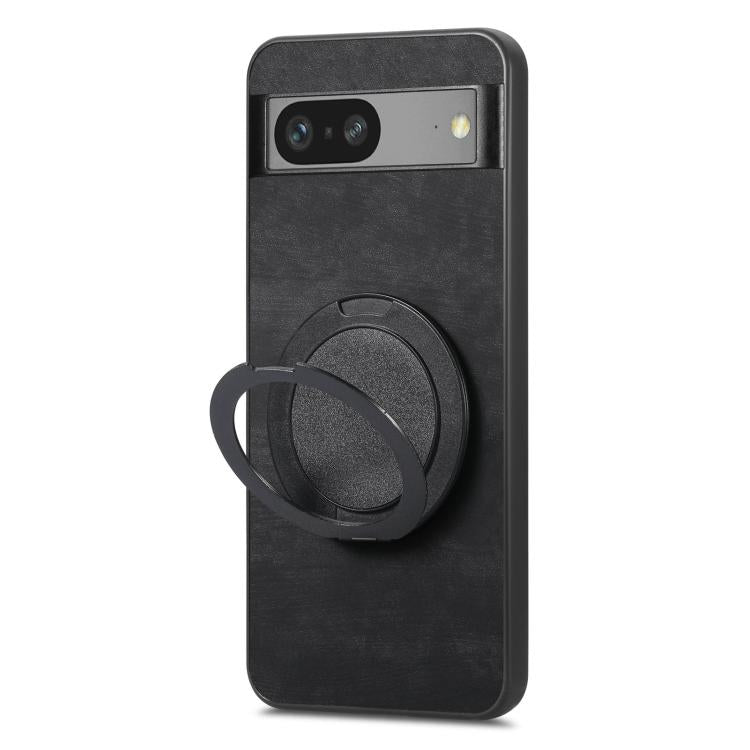 For Google Pixel 7a Retro Leather Rotation Round Holder Phone Case