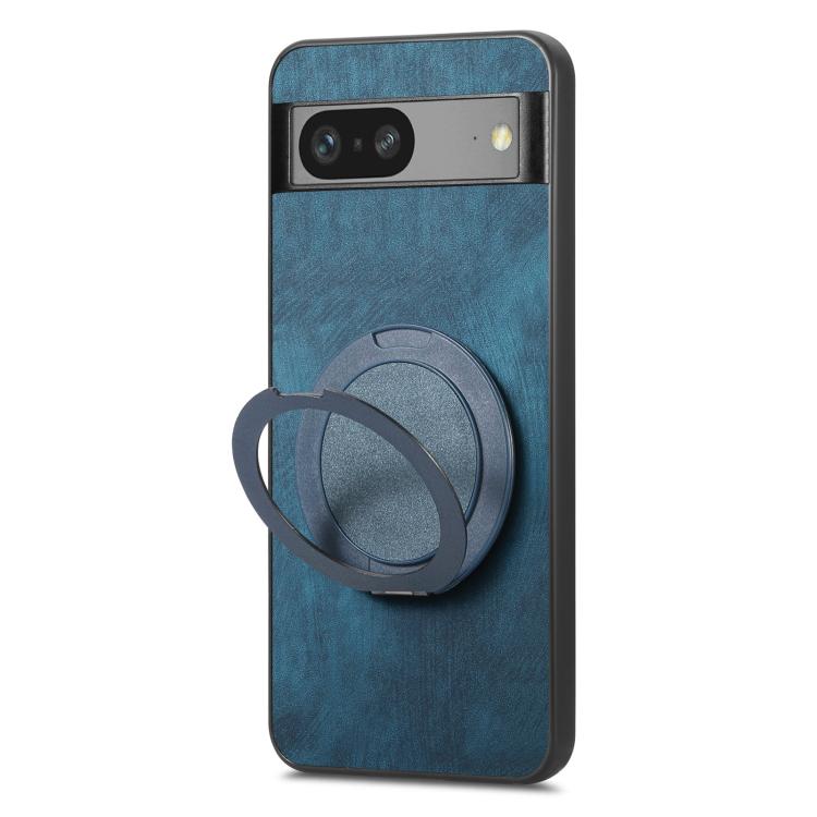 For Google Pixel 7a Retro Leather Rotation Round Holder Phone Case