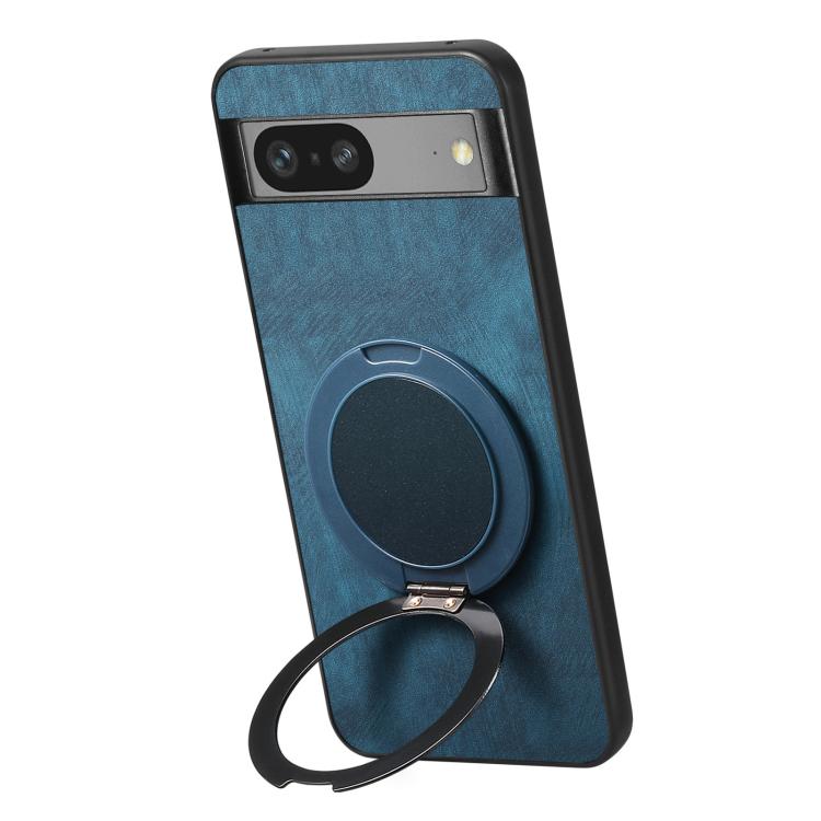 For Google Pixel 7a Retro Leather Rotation Round Holder Phone Case
