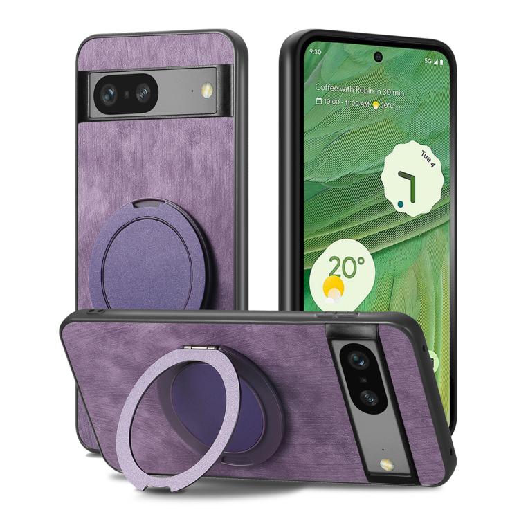 For Google Pixel 7a Retro Leather Rotation Round Holder Phone Case