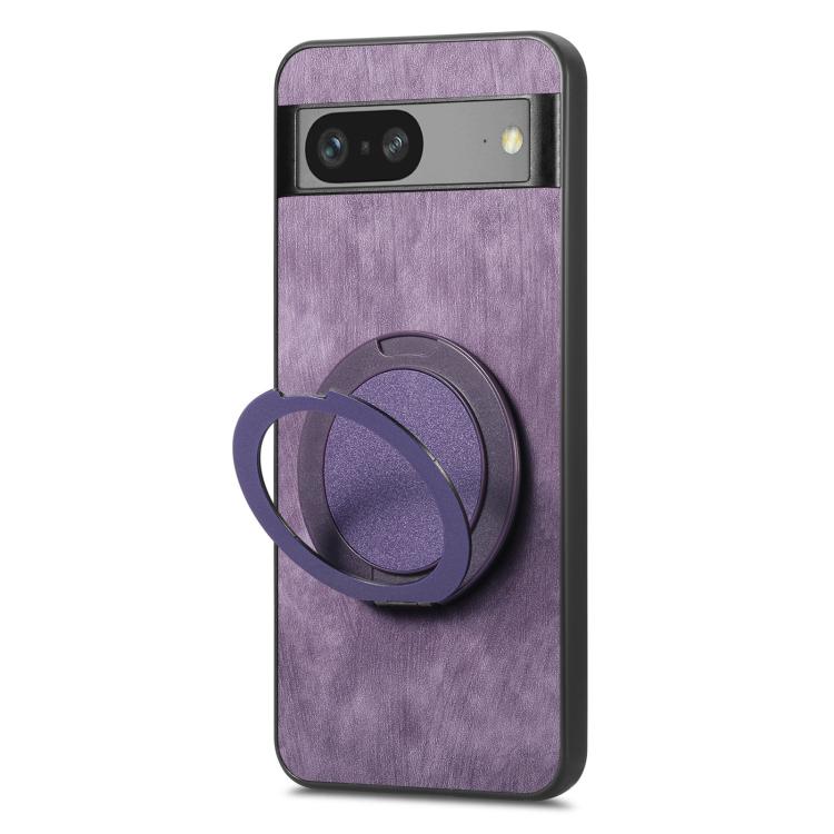 For Google Pixel 7a Retro Leather Rotation Round Holder Phone Case