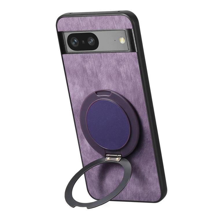 For Google Pixel 7a Retro Leather Rotation Round Holder Phone Case