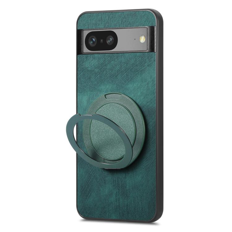 For Google Pixel 7a Retro Leather Rotation Round Holder Phone Case