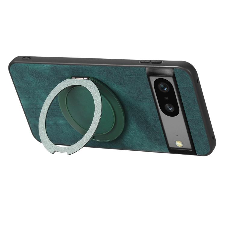 For Google Pixel 7a Retro Leather Rotation Round Holder Phone Case