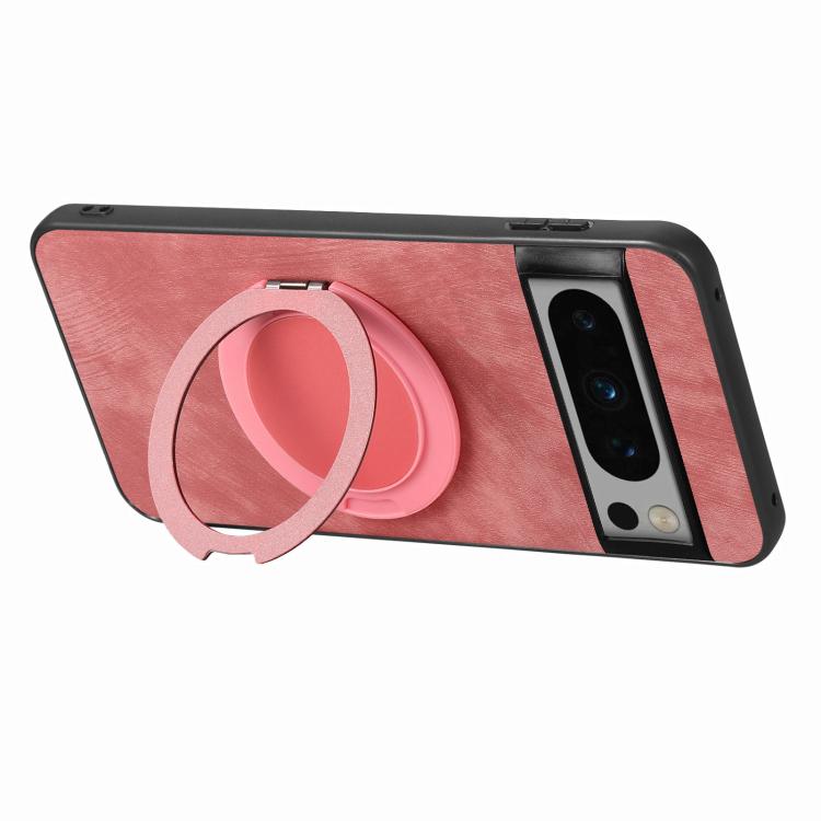 For Google Pixel 8 Retro Leather Rotation Round Holder Phone Case