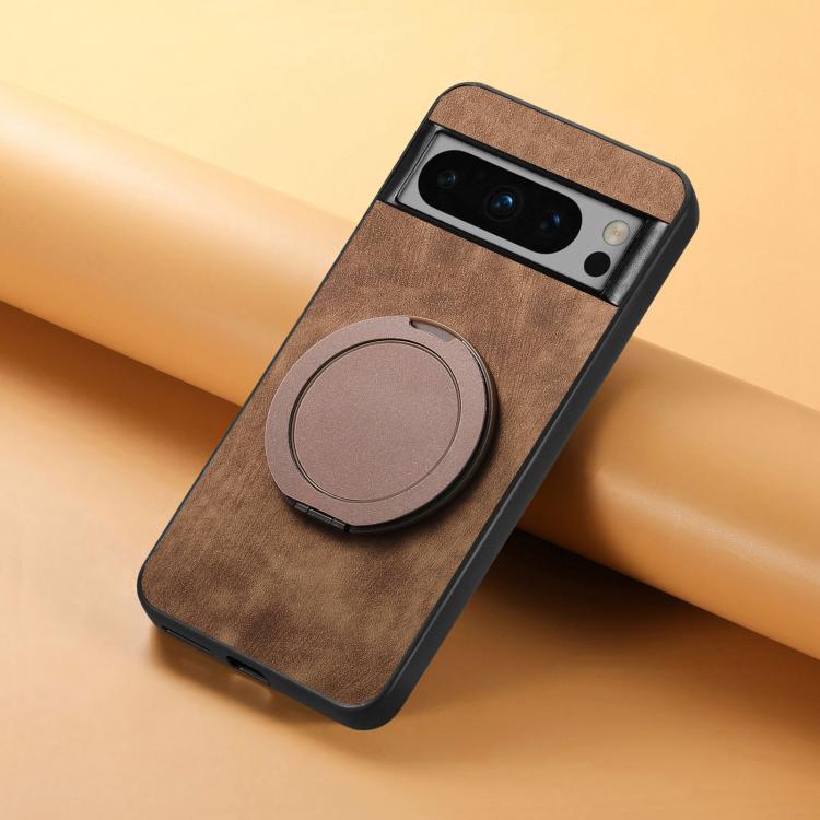For Google Pixel 8 Retro Leather Rotation Round Holder Phone Case