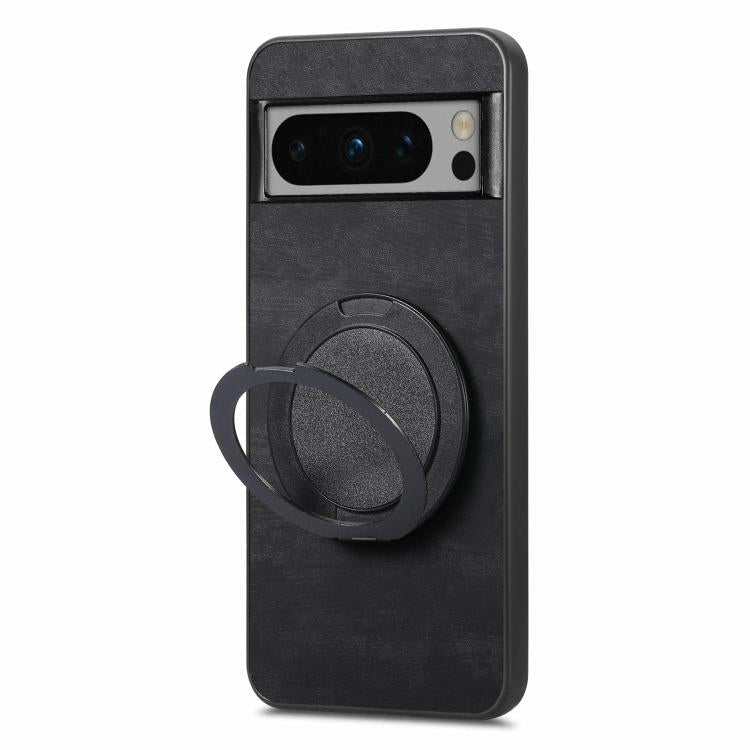 For Google Pixel 8 Retro Leather Rotation Round Holder Phone Case