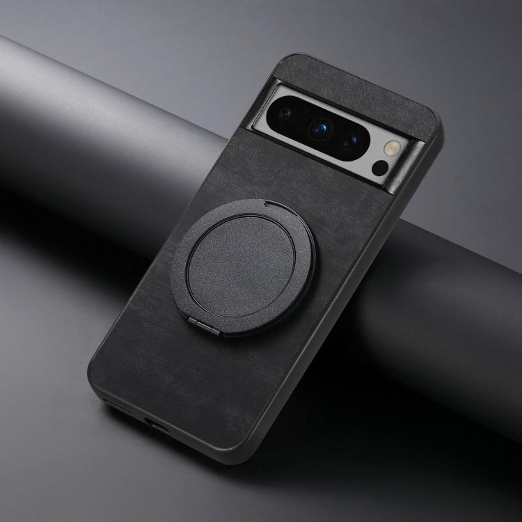 For Google Pixel 8 Retro Leather Rotation Round Holder Phone Case