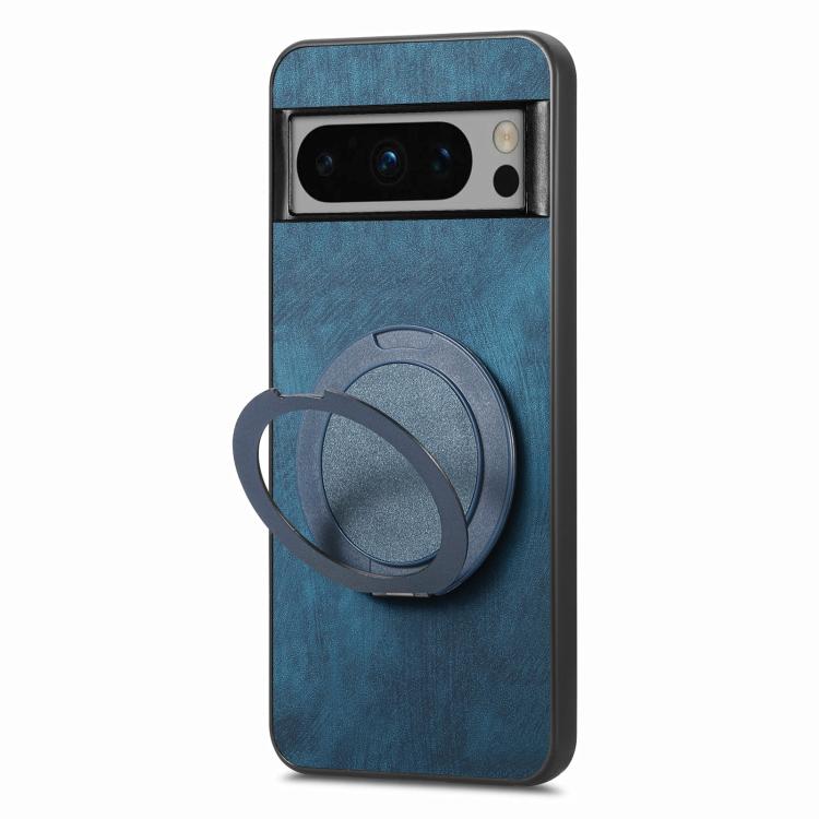 For Google Pixel 8 Retro Leather Rotation Round Holder Phone Case