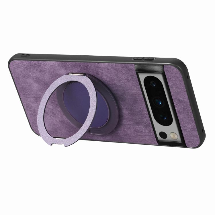 For Google Pixel 8 Retro Leather Rotation Round Holder Phone Case