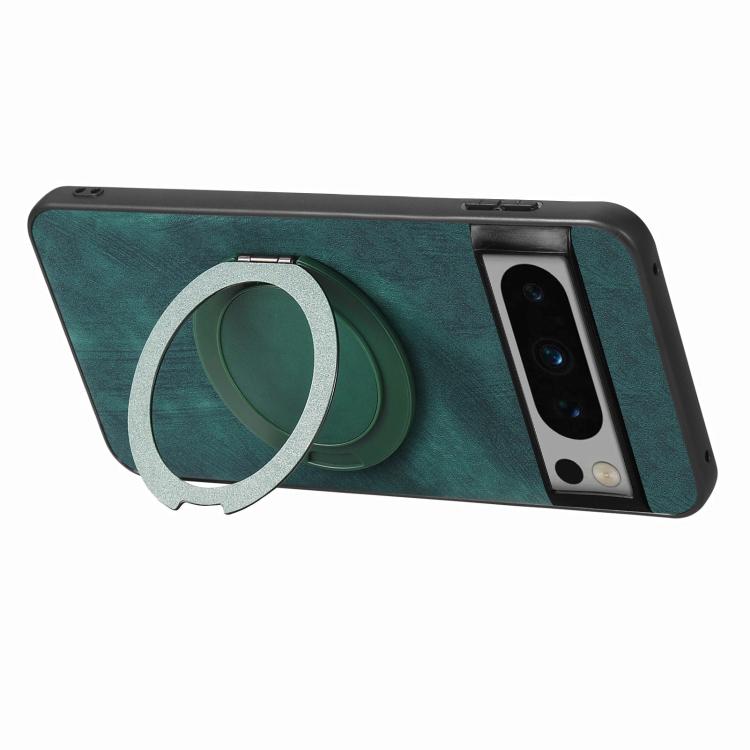 For Google Pixel 8 Retro Leather Rotation Round Holder Phone Case