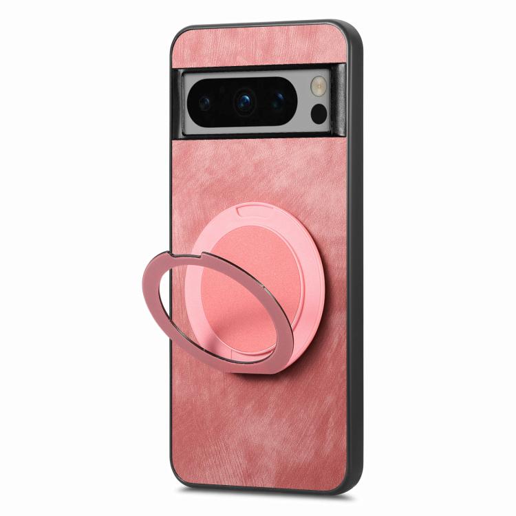 For Google Pixel 8 Pro Retro Leather Rotation Round Holder Phone Case