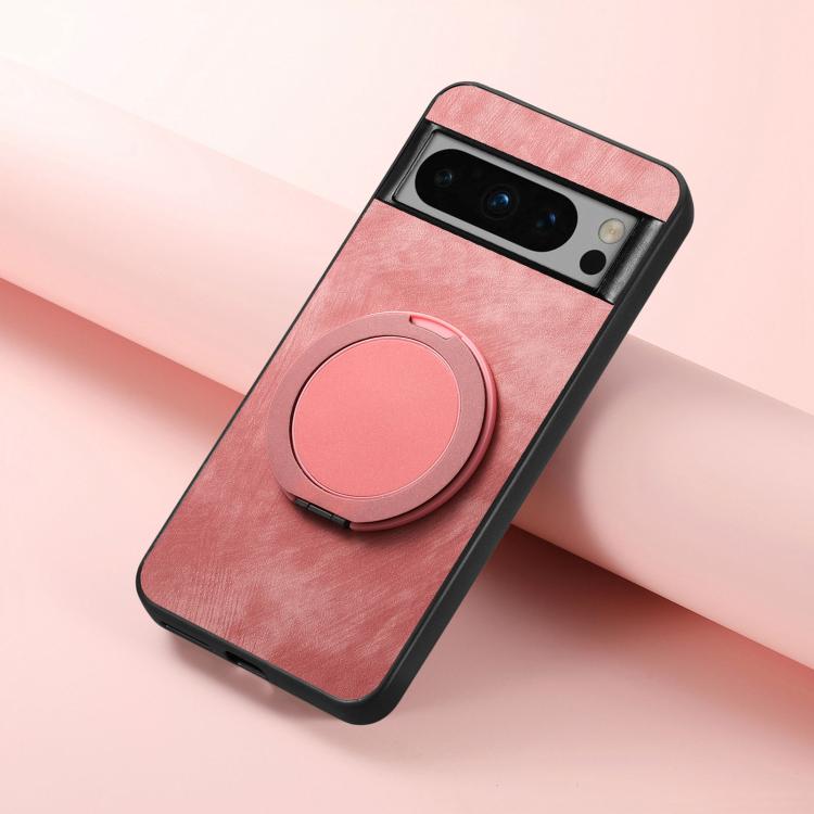 For Google Pixel 8 Pro Retro Leather Rotation Round Holder Phone Case