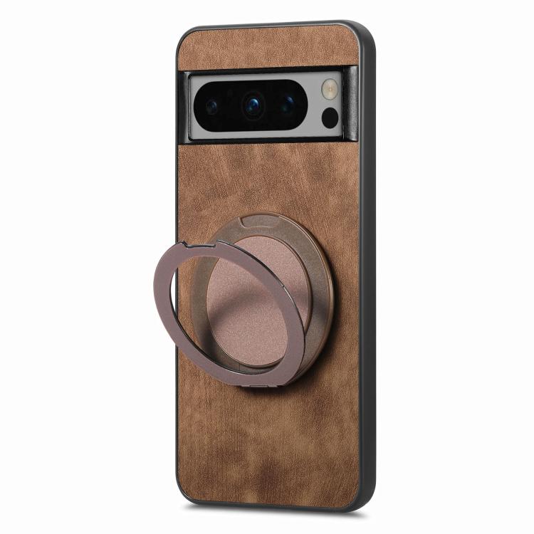 For Google Pixel 8 Pro Retro Leather Rotation Round Holder Phone Case
