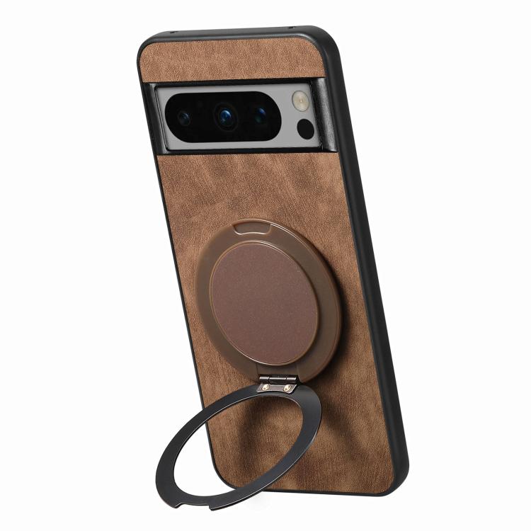 For Google Pixel 8 Pro Retro Leather Rotation Round Holder Phone Case