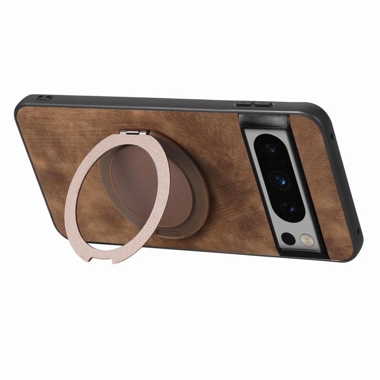 For Google Pixel 8 Pro Retro Leather Rotation Round Holder Phone Case