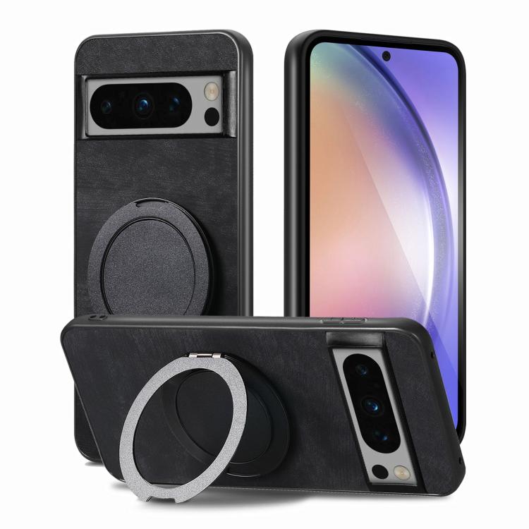 For Google Pixel 8 Pro Retro Leather Rotation Round Holder Phone Case
