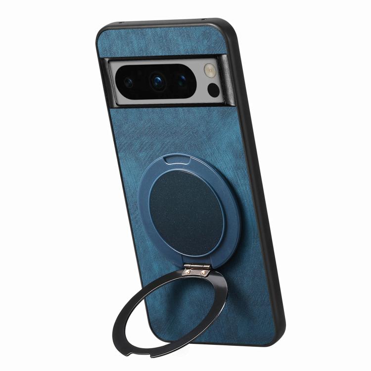 For Google Pixel 8 Pro Retro Leather Rotation Round Holder Phone Case