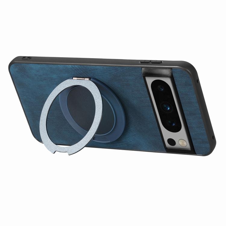 For Google Pixel 8 Pro Retro Leather Rotation Round Holder Phone Case
