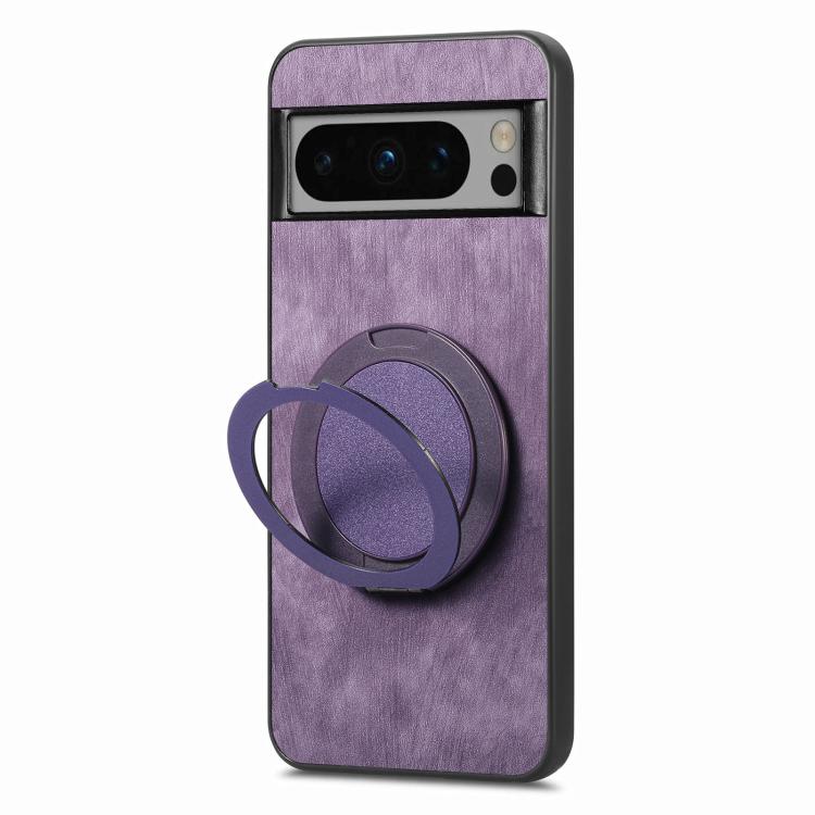 For Google Pixel 8 Pro Retro Leather Rotation Round Holder Phone Case