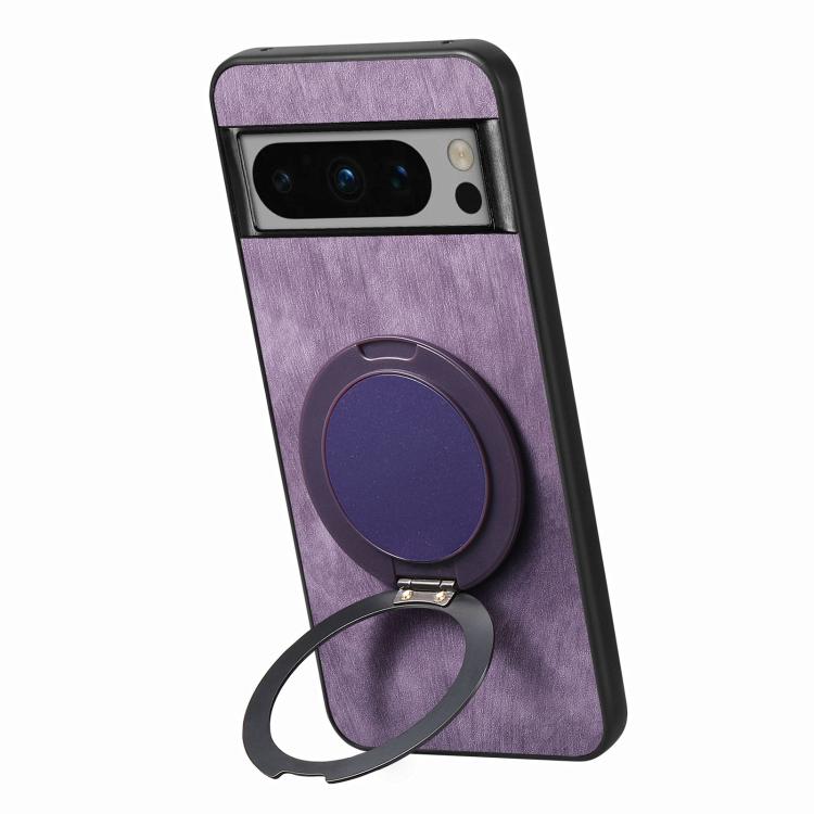 For Google Pixel 8 Pro Retro Leather Rotation Round Holder Phone Case