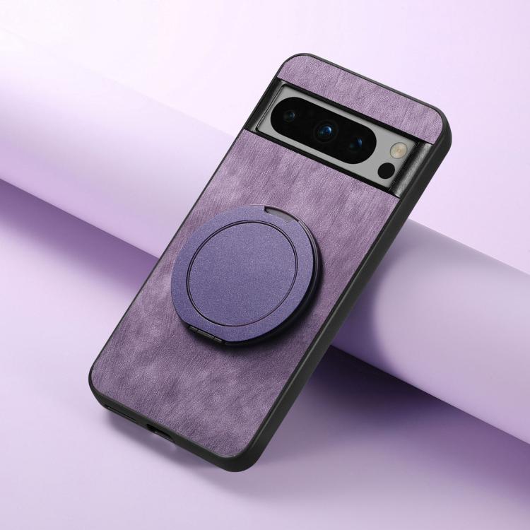 For Google Pixel 8 Pro Retro Leather Rotation Round Holder Phone Case
