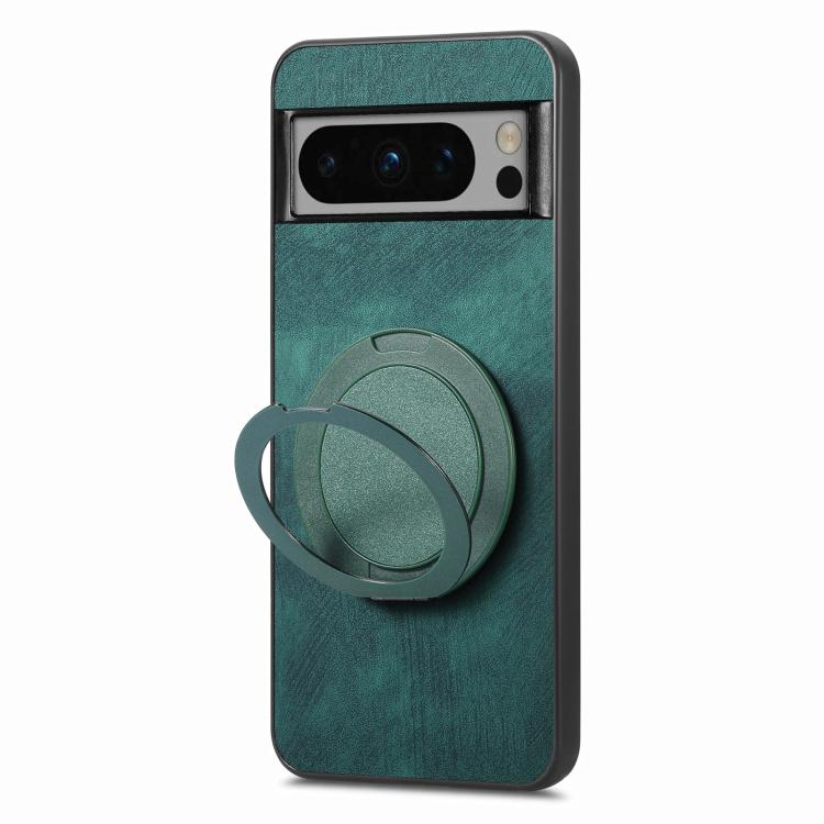 For Google Pixel 8 Pro Retro Leather Rotation Round Holder Phone Case