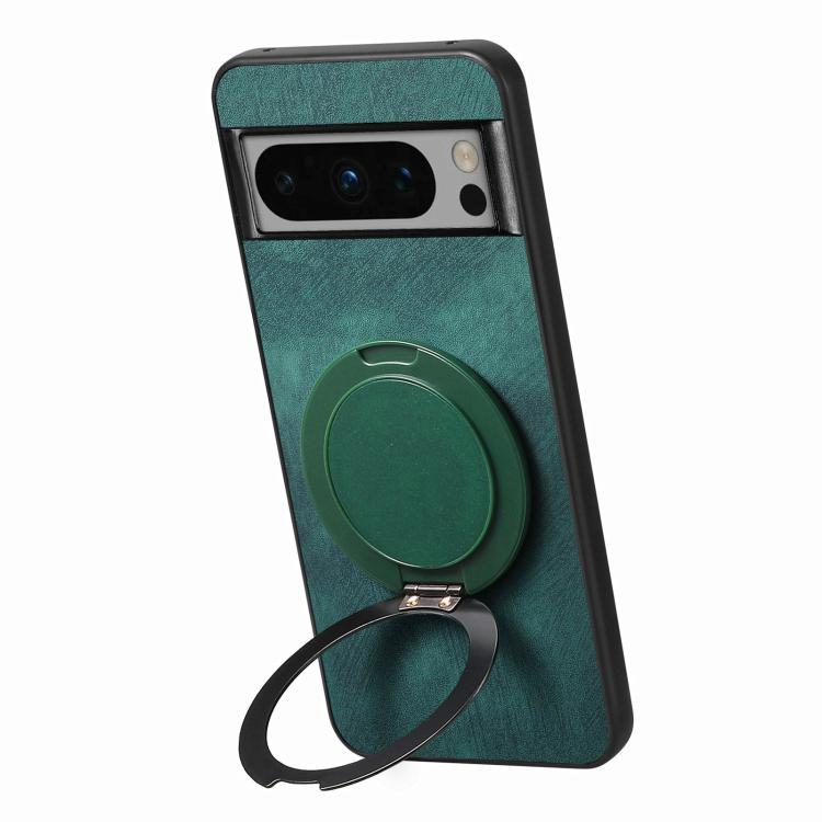 For Google Pixel 8 Pro Retro Leather Rotation Round Holder Phone Case