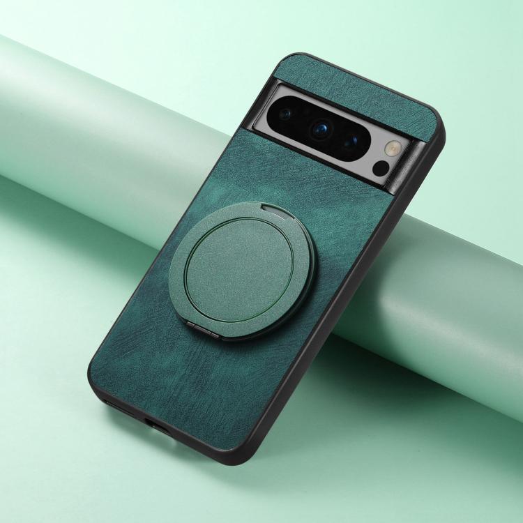 For Google Pixel 8 Pro Retro Leather Rotation Round Holder Phone Case