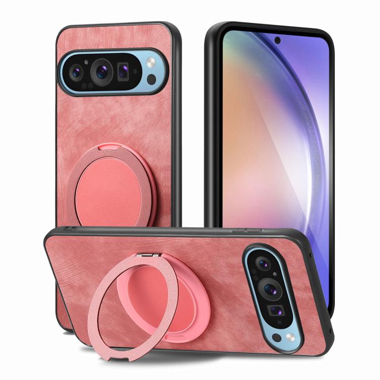 For Google Pixel 9 / 9 Pro Retro Leather Rotation Round Holder Phone Case