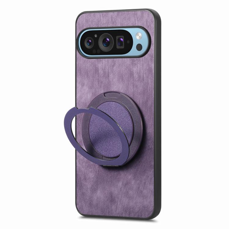For Google Pixel 9 / 9 Pro Retro Leather Rotation Round Holder Phone Case