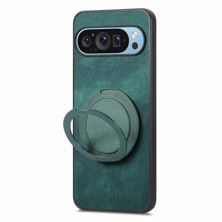 For Google Pixel 9 / 9 Pro Retro Leather Rotation Round Holder Phone Case