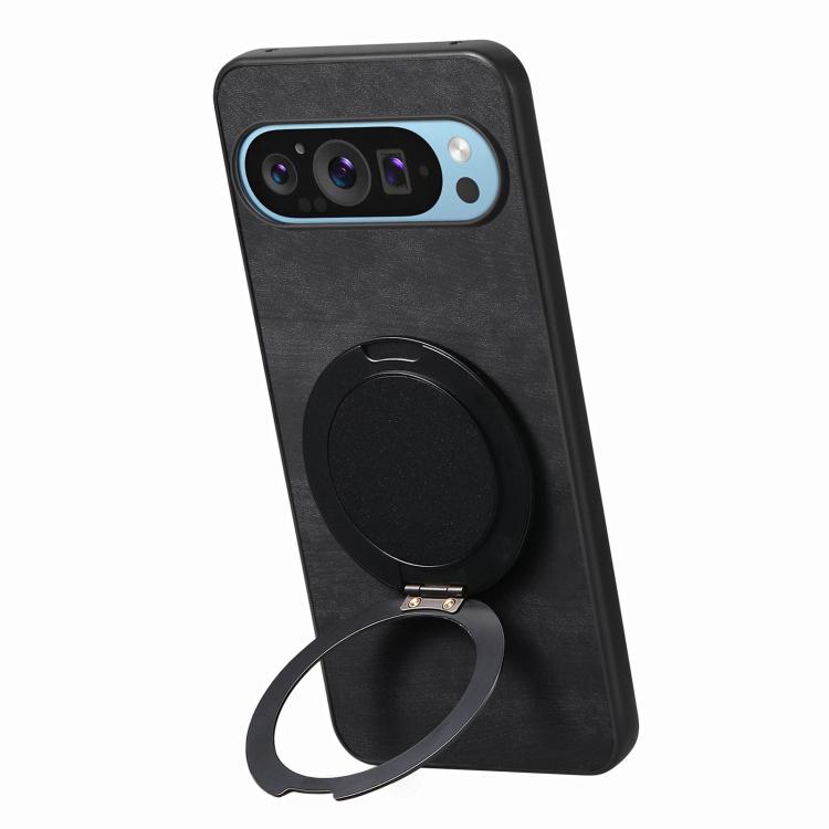 For Google Pixel 9a Retro Leather Rotation Round Holder Phone Case