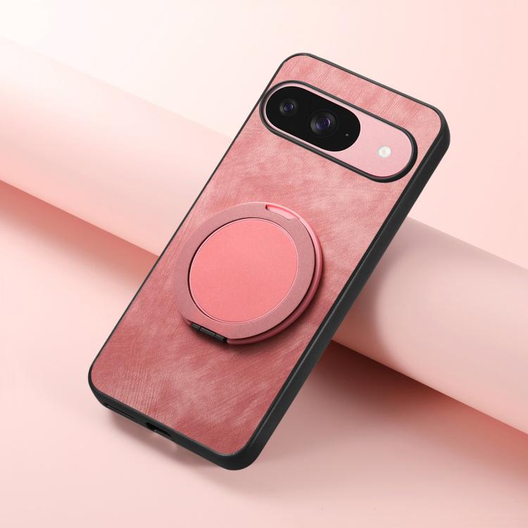 For Google Pixel 10 / 10 Pro Retro Leather Rotation Round Holder Phone Case