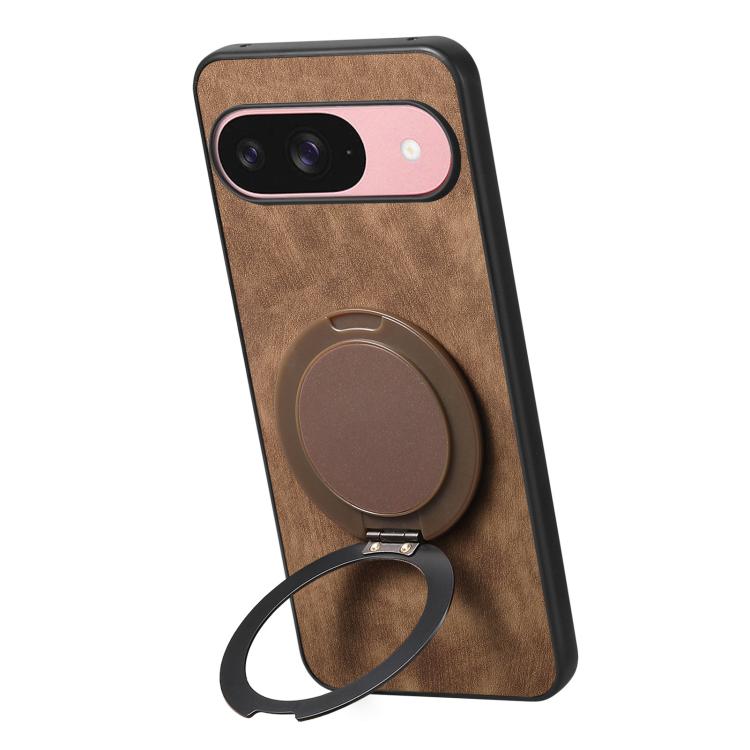 For Google Pixel 10 / 10 Pro Retro Leather Rotation Round Holder Phone Case