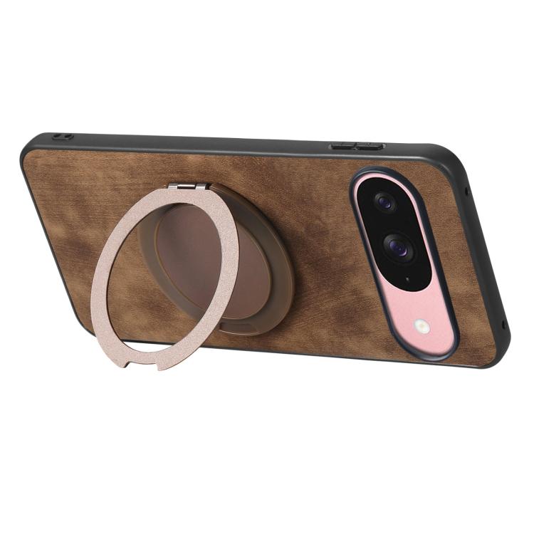For Google Pixel 10 / 10 Pro Retro Leather Rotation Round Holder Phone Case