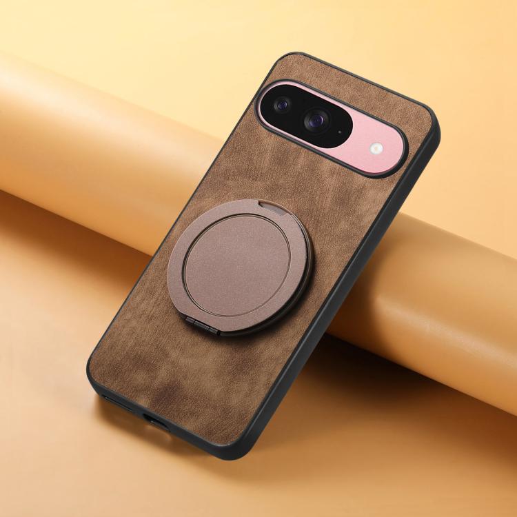 For Google Pixel 10 / 10 Pro Retro Leather Rotation Round Holder Phone Case