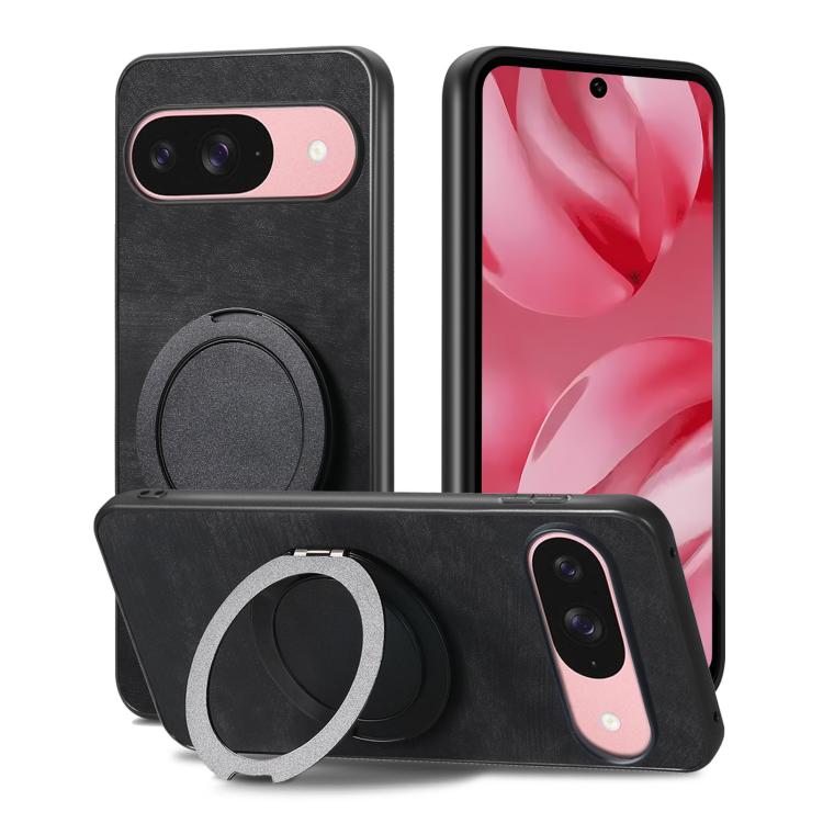For Google Pixel 10 / 10 Pro Retro Leather Rotation Round Holder Phone Case