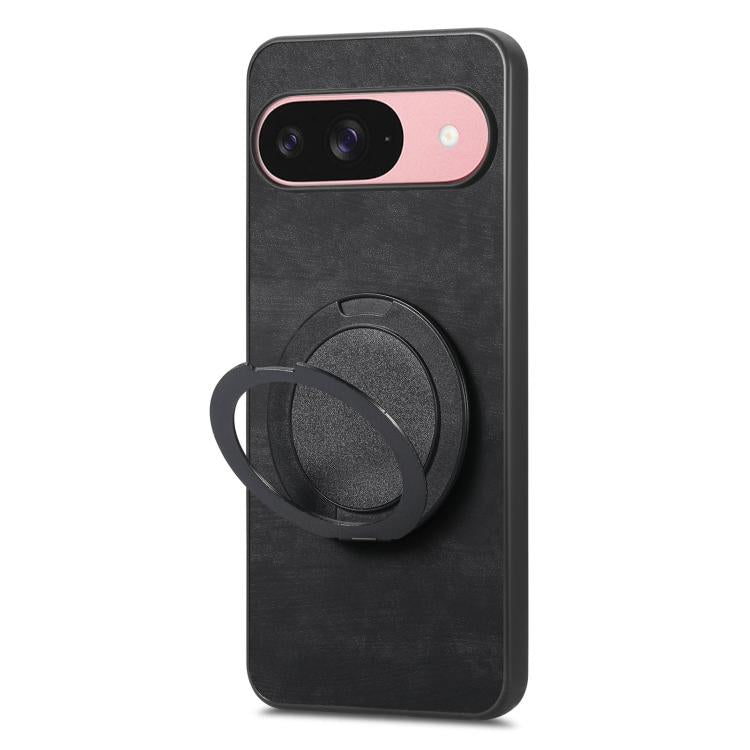 For Google Pixel 10 / 10 Pro Retro Leather Rotation Round Holder Phone Case