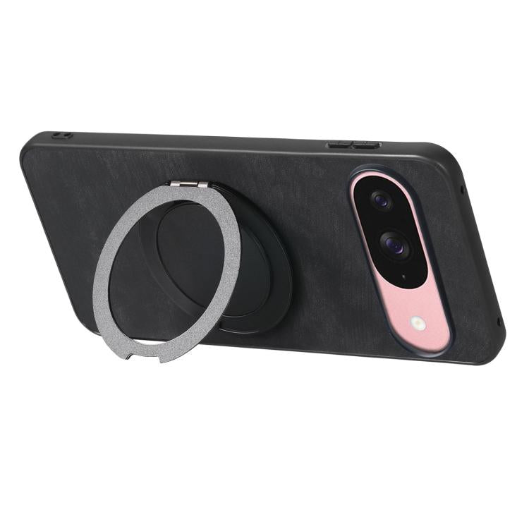For Google Pixel 10 / 10 Pro Retro Leather Rotation Round Holder Phone Case
