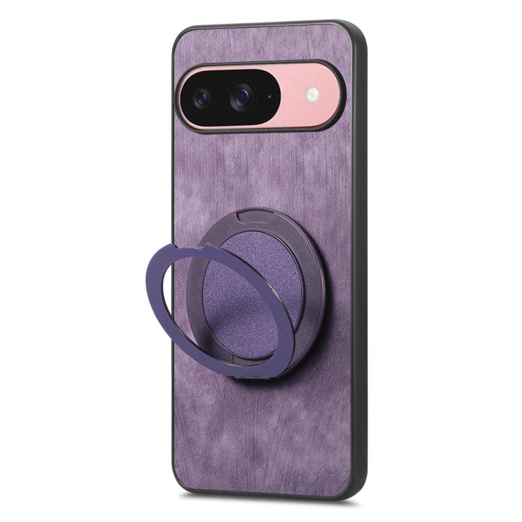 For Google Pixel 10 / 10 Pro Retro Leather Rotation Round Holder Phone Case